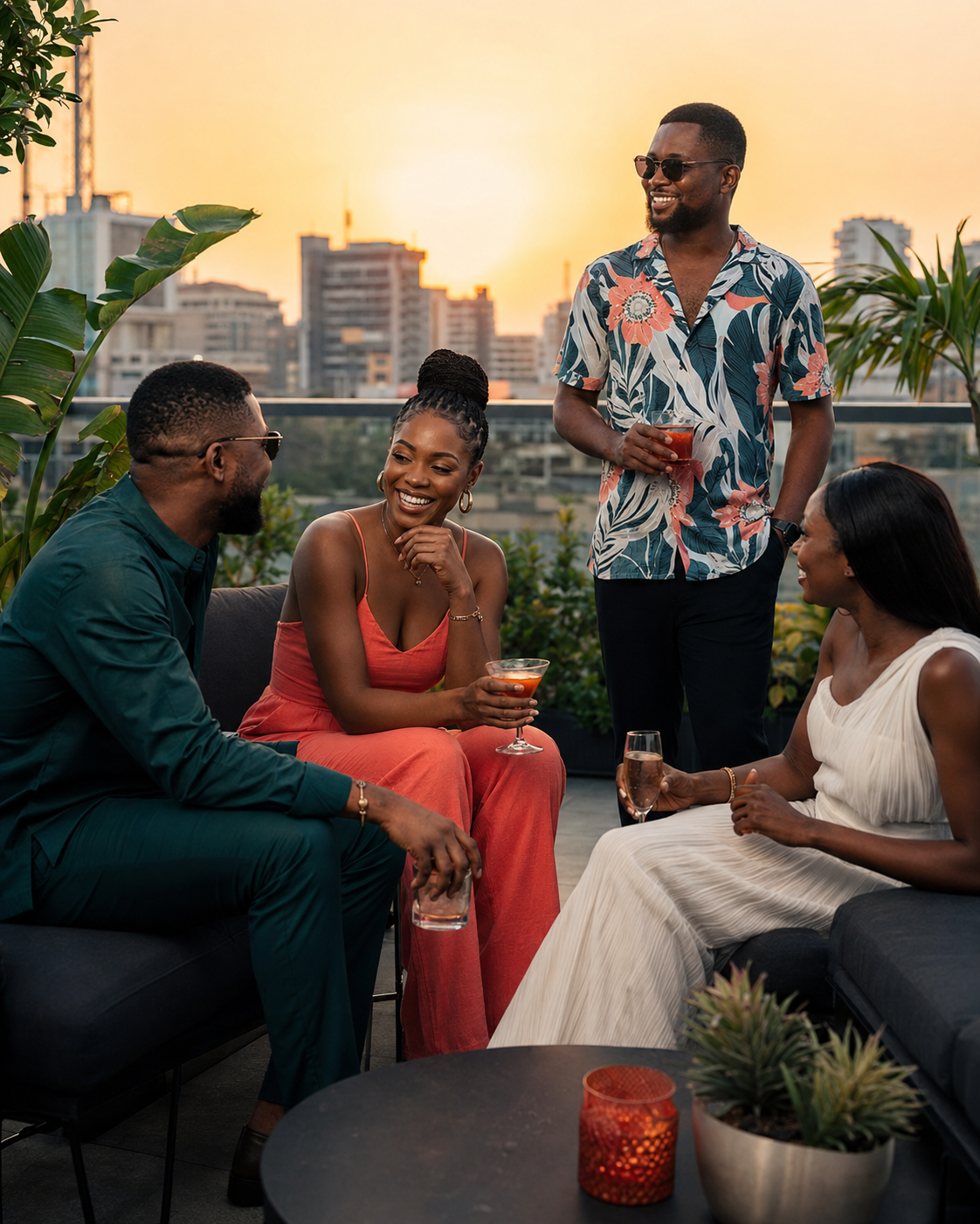Friends connecting in Accra